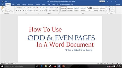 How To Use ODD And EVEN Pages In A Word .